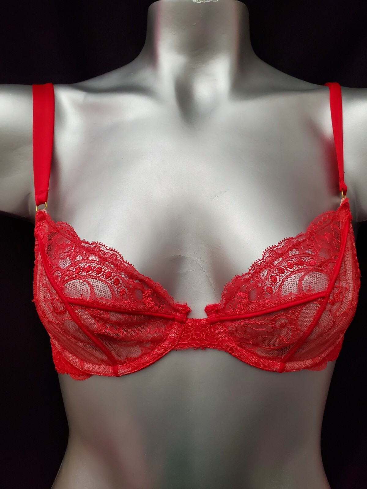 Victorias Secret VERY SEXT UNLINED RED DEMI BRA NWT 32B