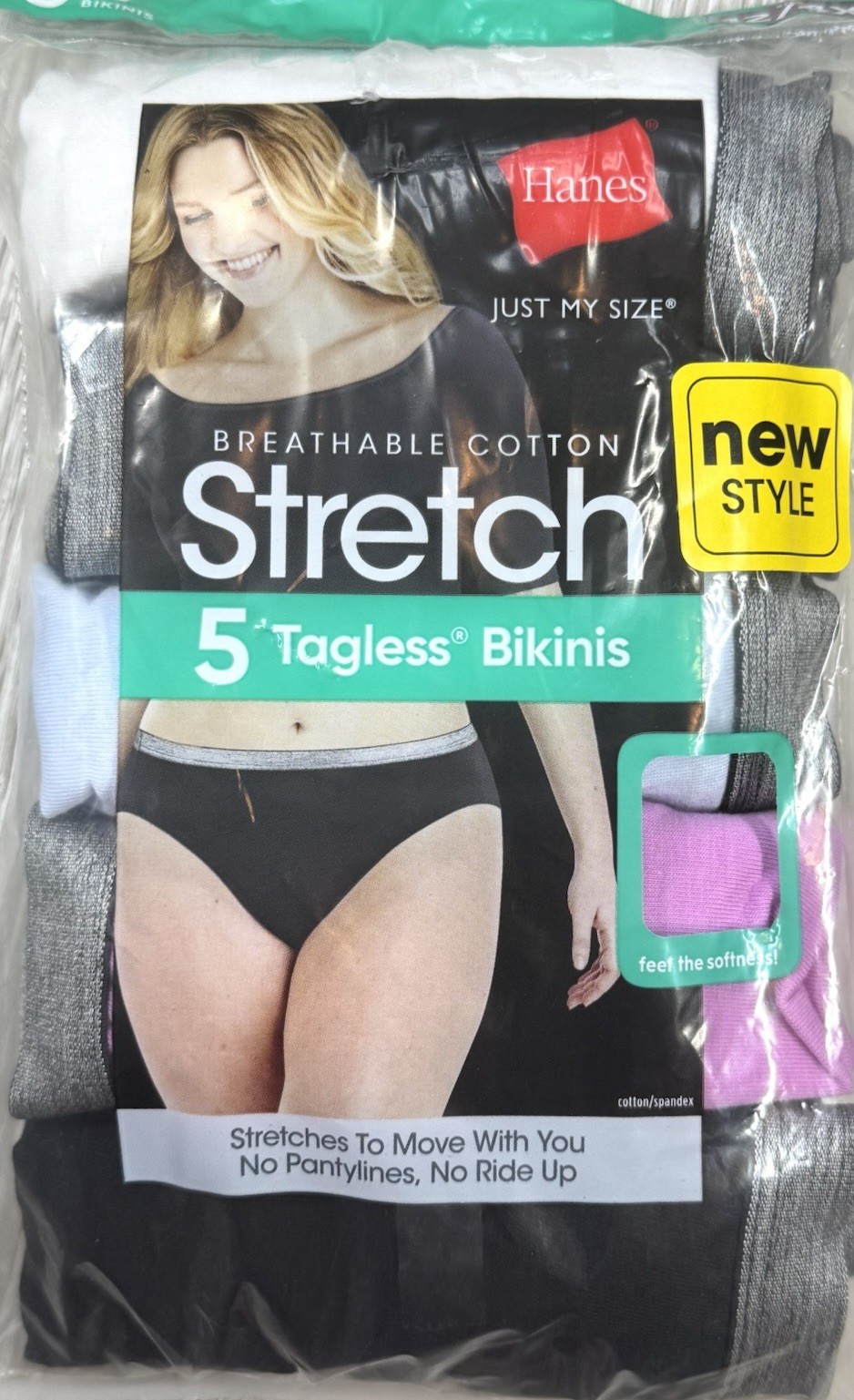 HANES JMS 5-Pair Women Bikini Underwear Panties Cotton Blend Stretch Size 13 5X