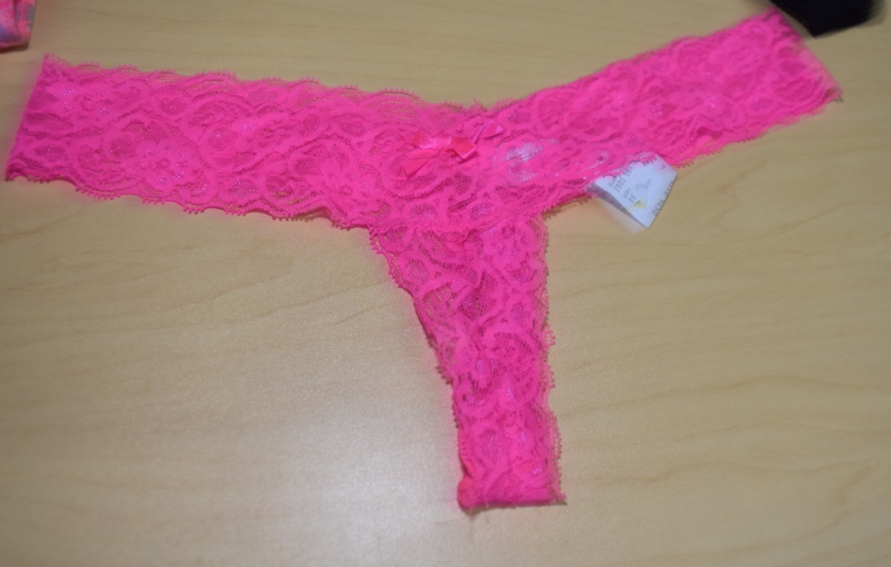 5 New Pink Blue Black Lace top thong panties Lot Discreet Shipp L large