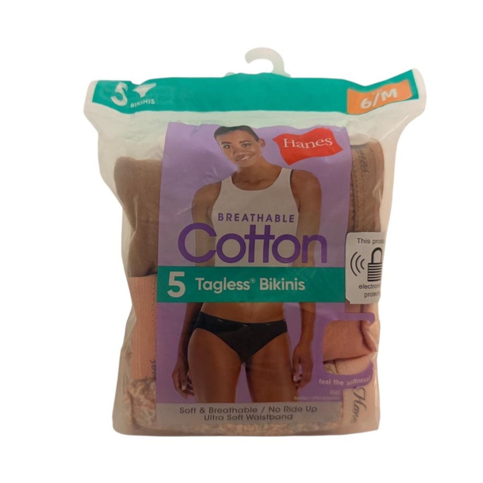 Hanes Womens Cotton Bikini Panties 5 Pack Tagless Breathable Size 6/M