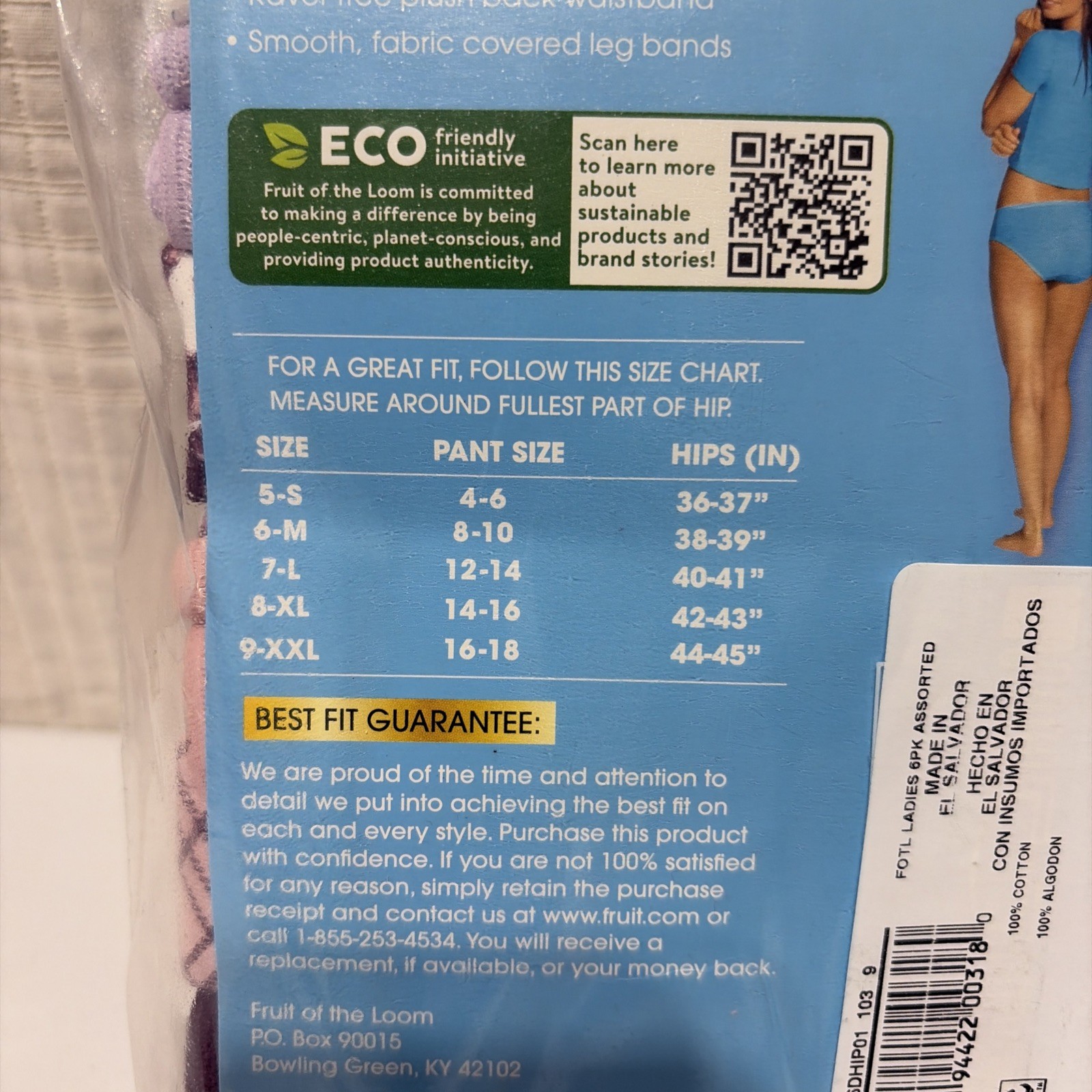 Fruit Of The Loom Woman’s Hipster Panties Size 9/2XL Pant Size 16-18 New