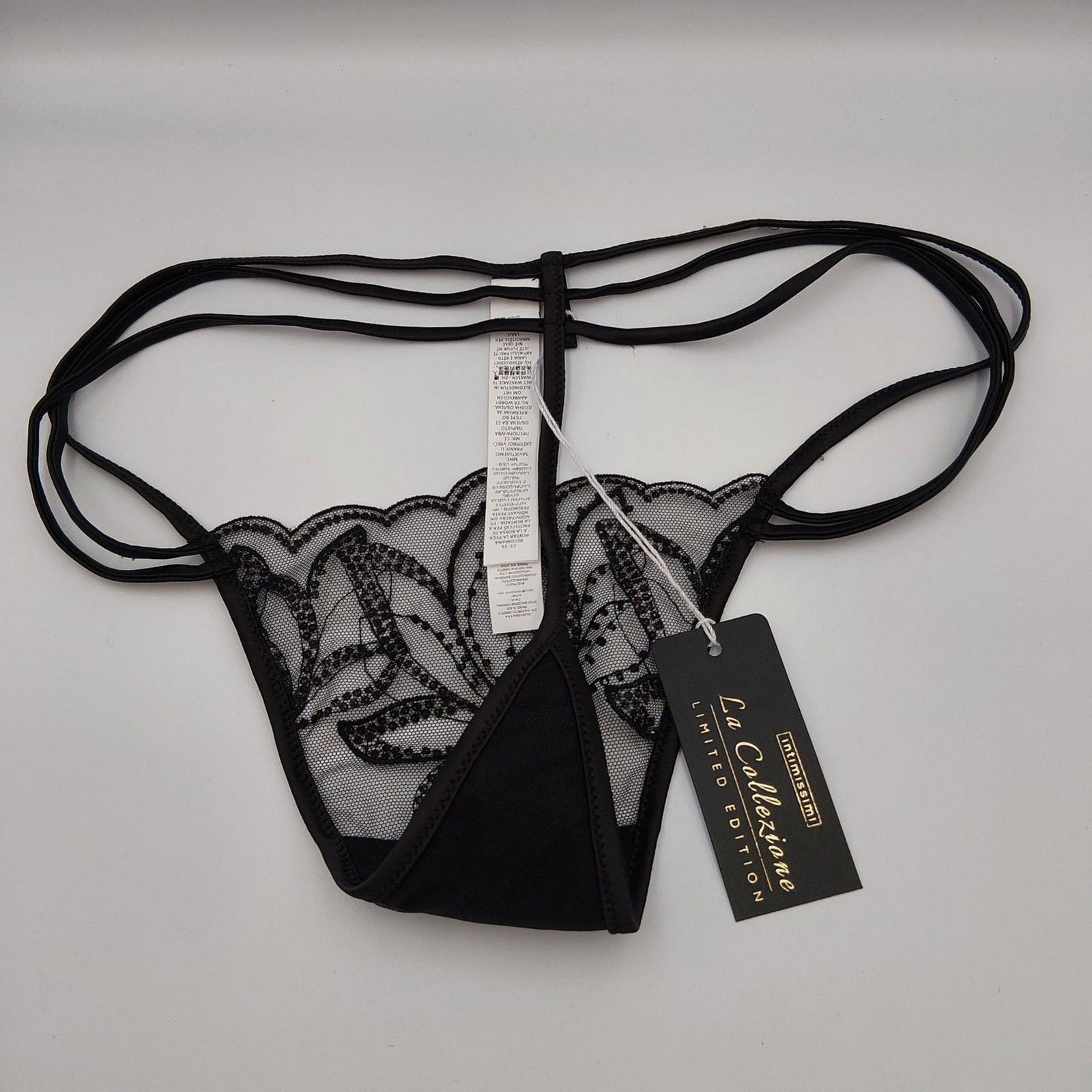 Intimissimi MEDIUM DARK MOON “La Collezione” Limited Edition Beaded Lace Thong