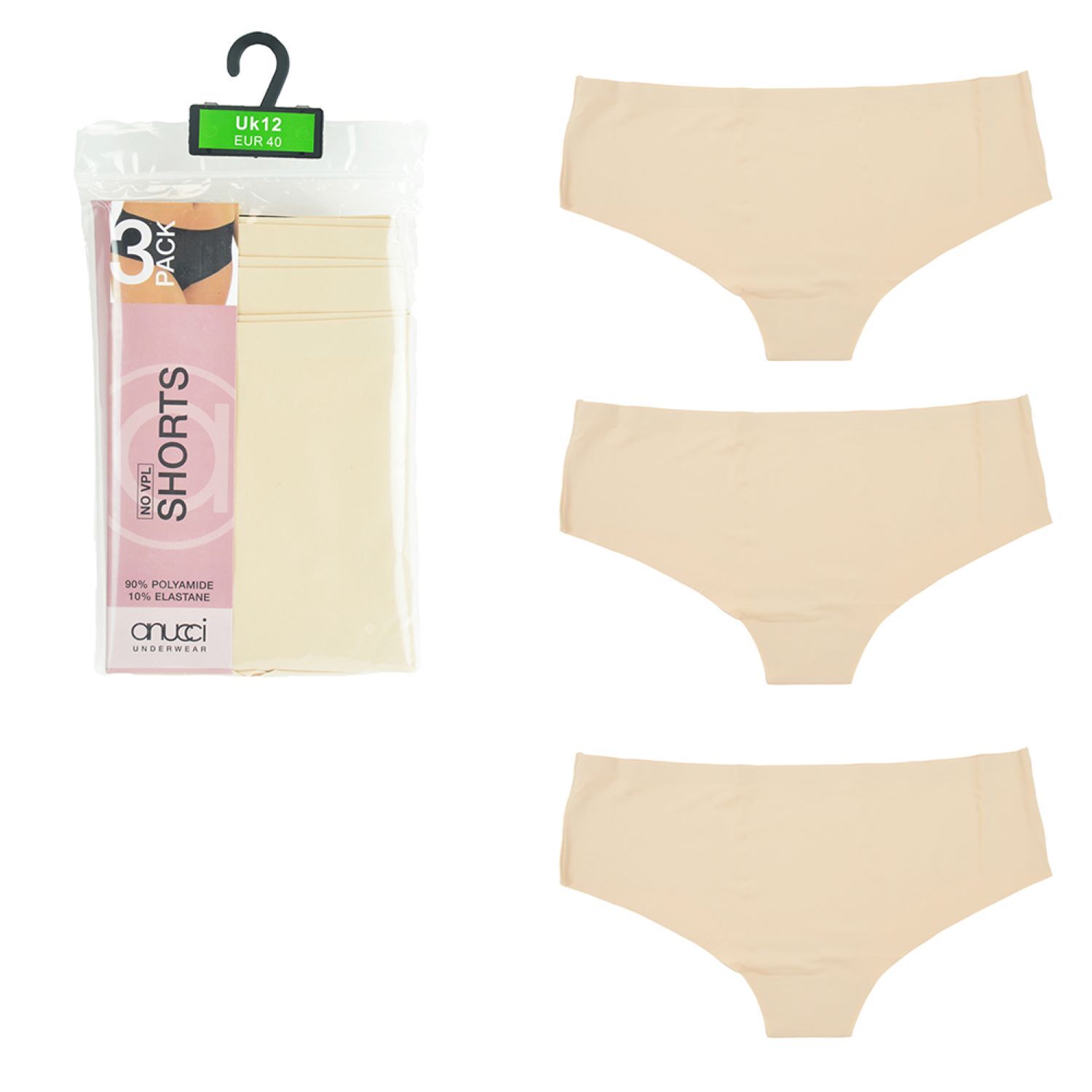 LADIES 3 PACK NO VPL SEAMLESS INVISIBLE SHORTS BRIEFS KNICKERS UNDERWEAR