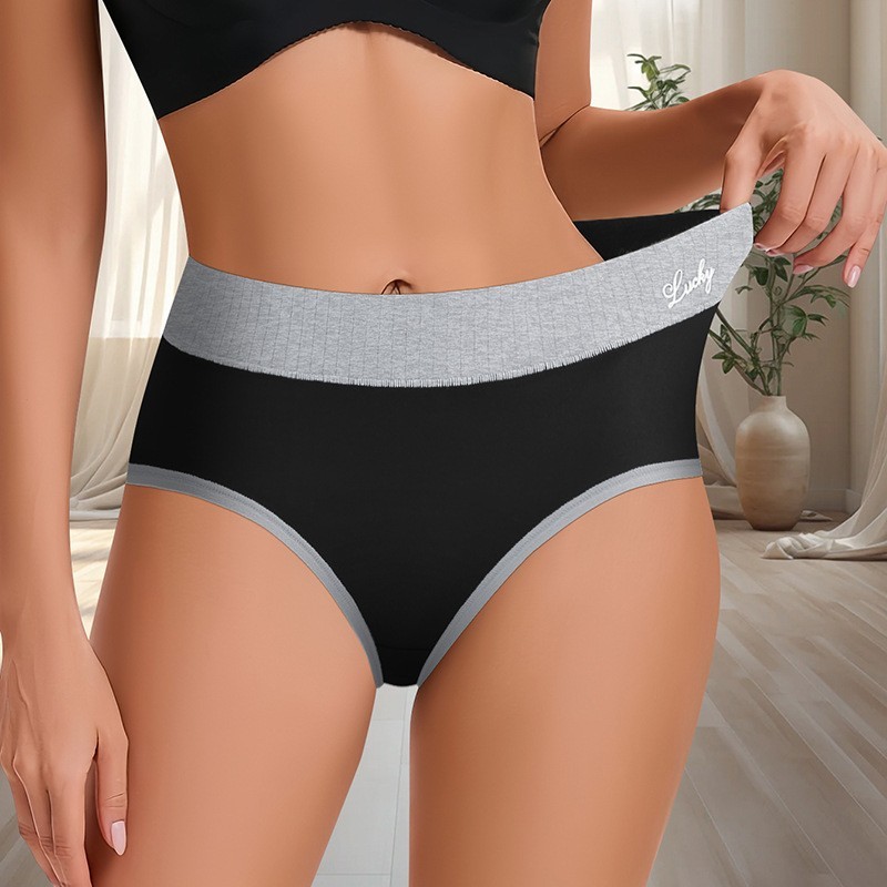 3 Pack Mid Rise Colorblock Thong Panties – Breathable Milk Silk Comfort S-2XL