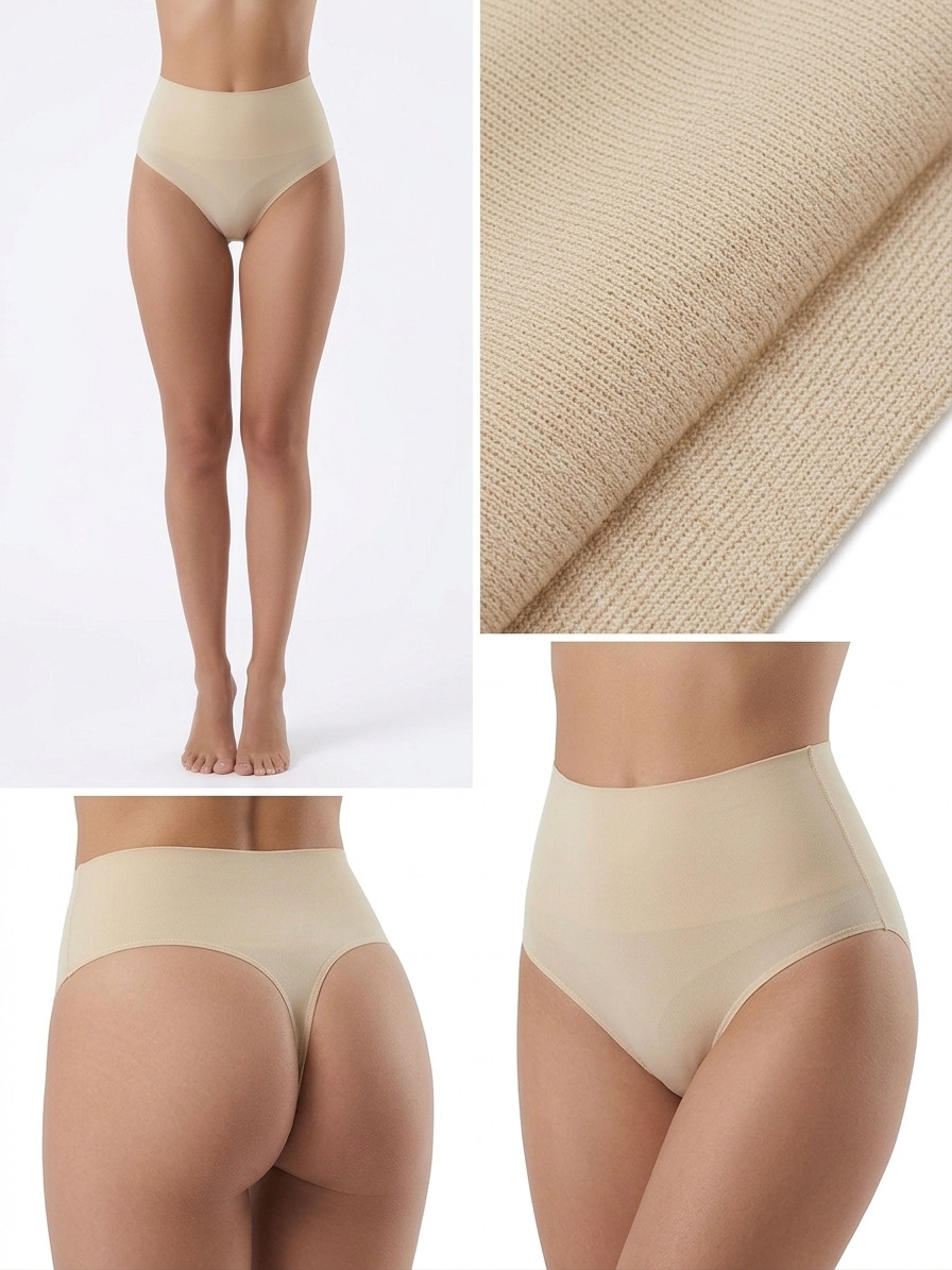 Women’s High Waist Seamless Control Panties – Nude Beige Body Shaper Underwear