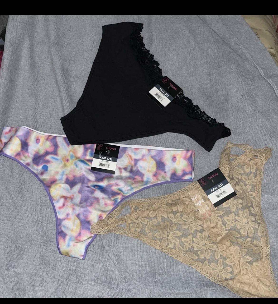 3 Pairs No Boundaries Thongs W Lace And Solid Size XXXL (21) Brand New W Tags