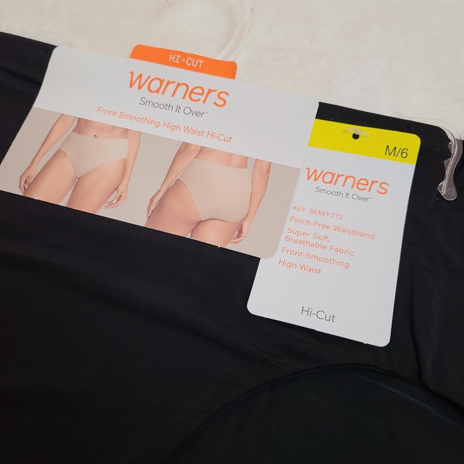 Warners Smooth It Over Silky Nylon Hi-cut Brief Panty Size M Black