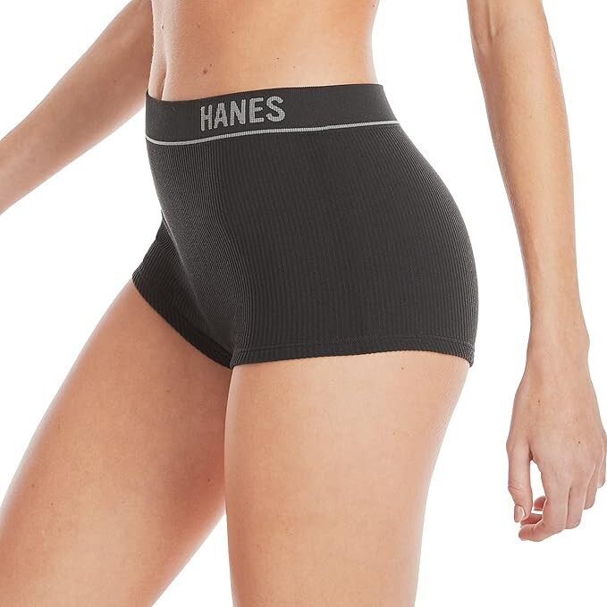 3PR Hanes Womens Originals Seamless Stretchy Ribbed Boyfit Underwear Panties SM