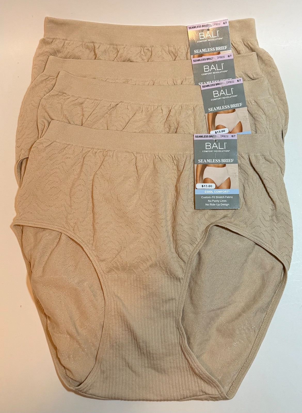 NWT 4 Bali Comfort Revolution Brief Panties Beige/Nude DF803J Size 6/7