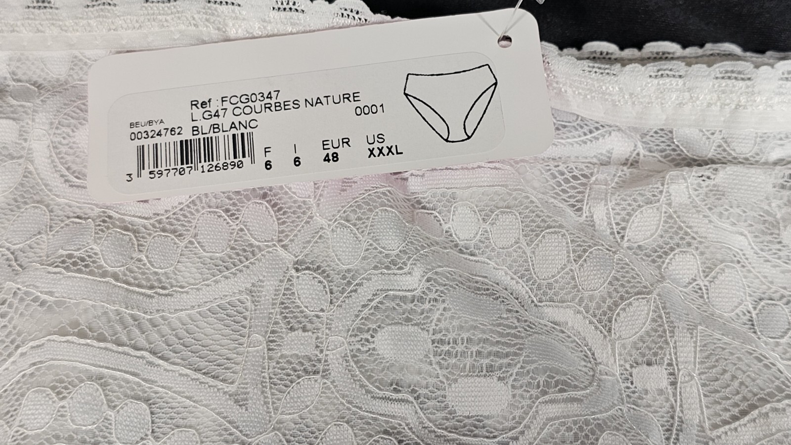 Antigel High Brief 3X White Lace G47 Courbes Nature Plus Size FREE SHIPPING!