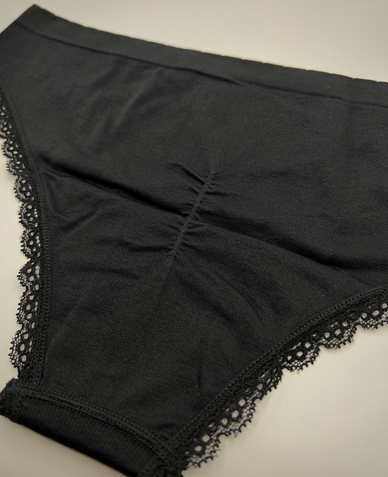 VICTORIA’S SECRET PANTIES SIZE LARGE L SOLID BLACK SILKY LACE CHEEKY VS LOGO NWT