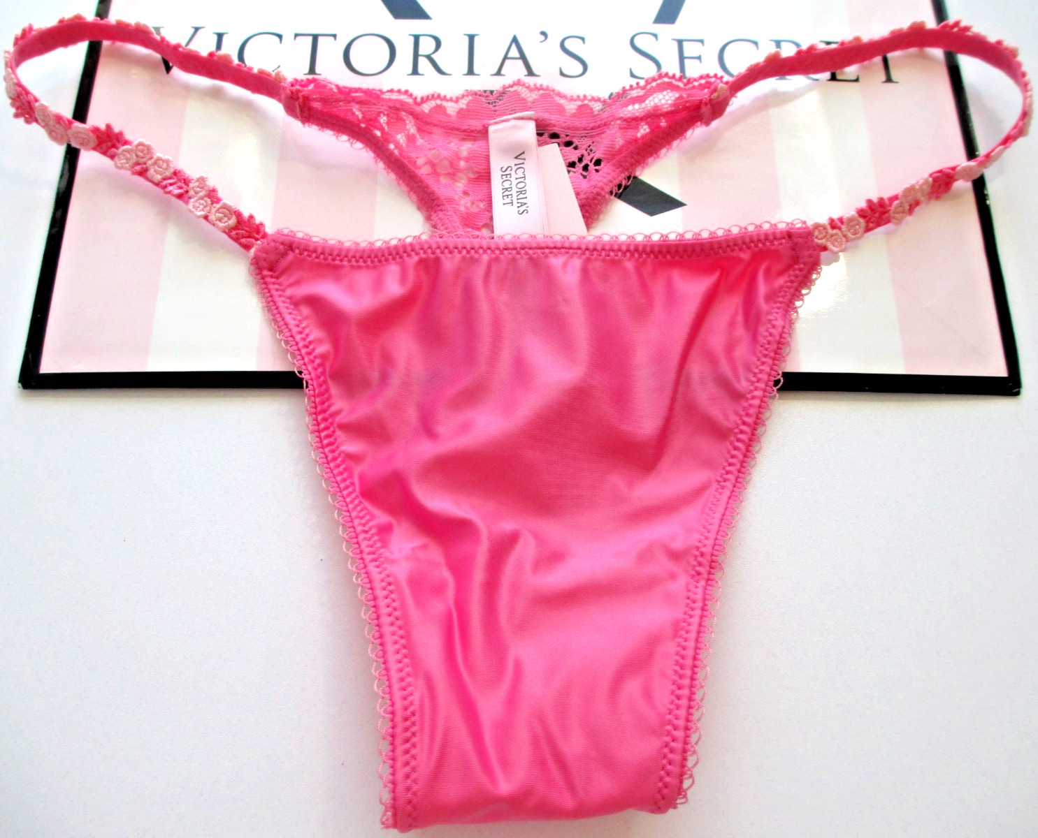VICTORIA’S SECRET VERY SEXY High Leg Thong Panty S M L XL Pink NWT Floral Strap