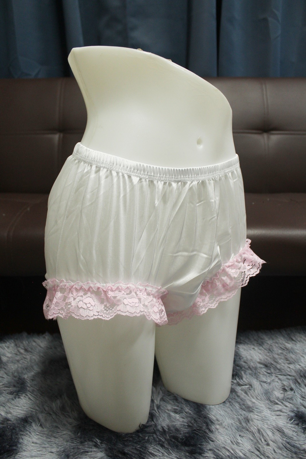 #A326 2XL/ElasticW.24-42″ VintageStyle 2PCS Orange Nylon Half Slip + White Brief