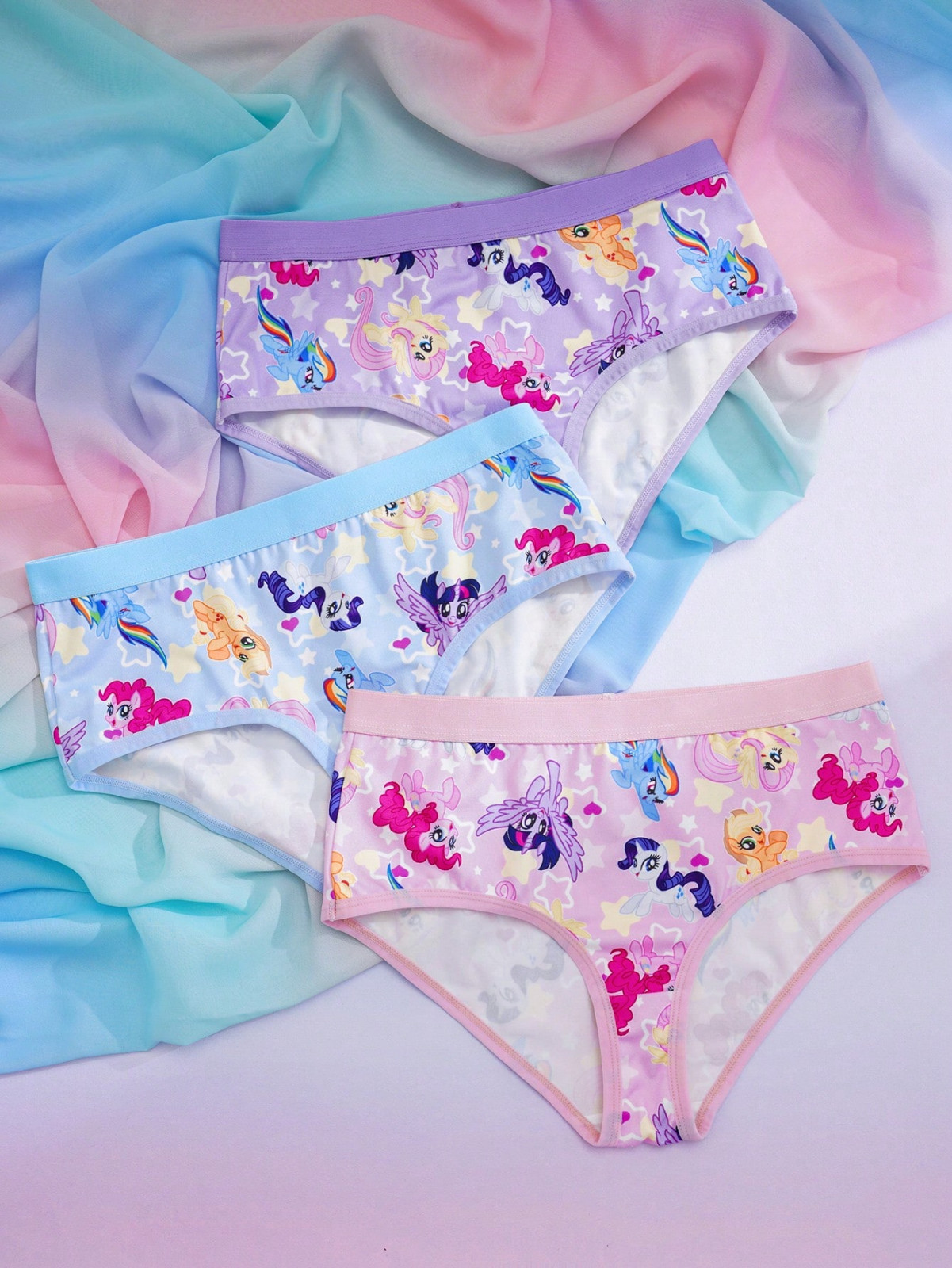 My Little Pony Kawaii Y2K Cartoon Cute Licensed Logo Brief Panties – Pack of 3