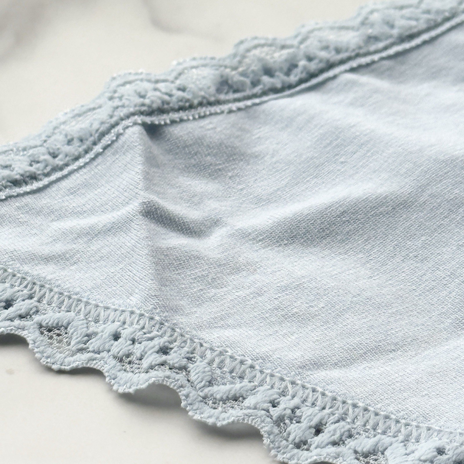 Victoria’s Secret The Lacie Lace-Trim Smooth V-String Panty Palest Blue Size XL