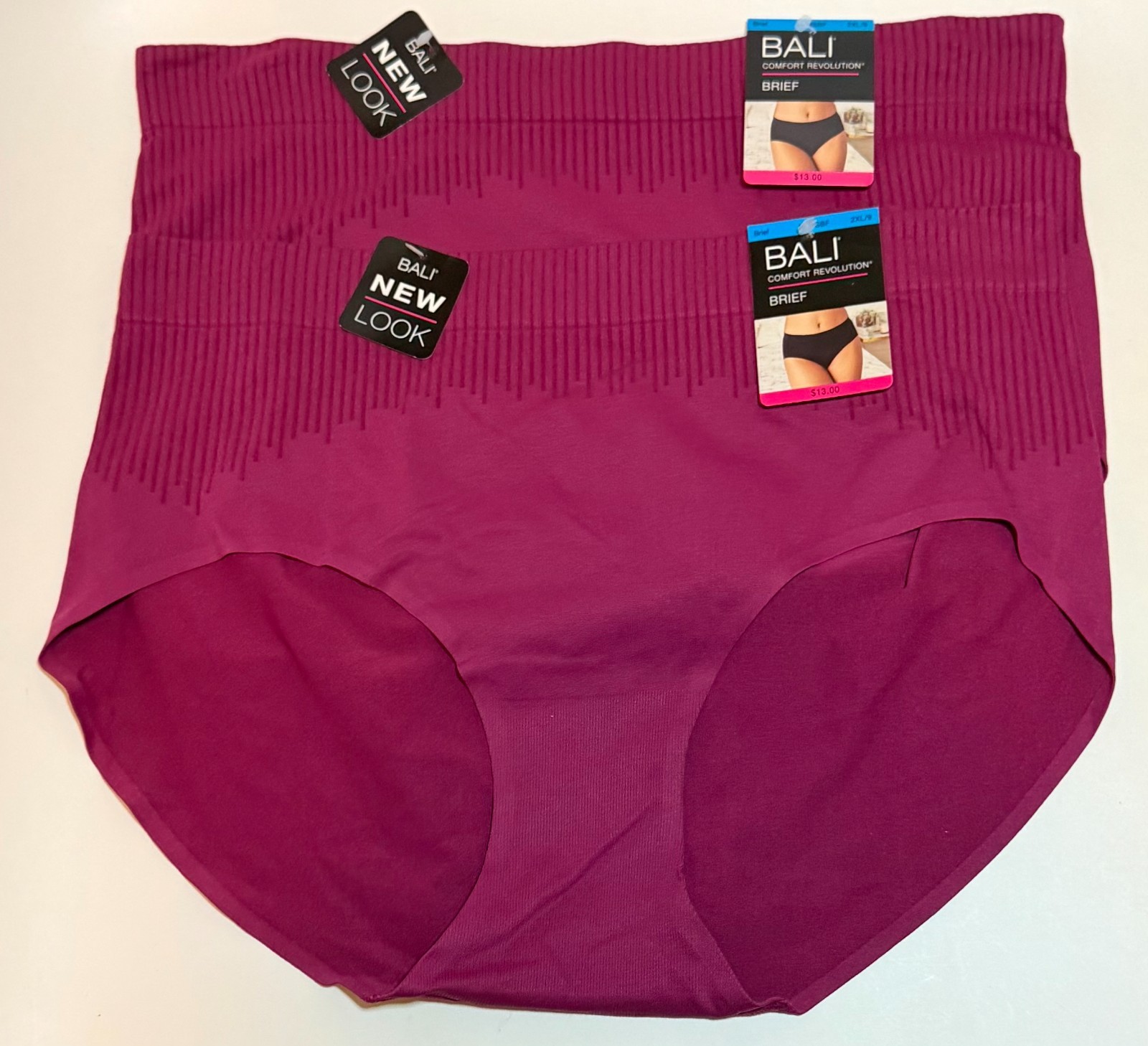 NWT 2 Bali Comfort Revolution Briefs Panties DFMSBF Maroon Size 9/2XL