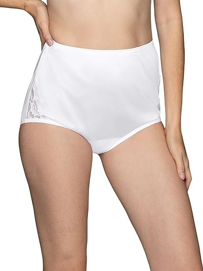 Vanity Fair Lace Nouveau Nylon Panties Knickers-size US7/L, UK 10-12 White