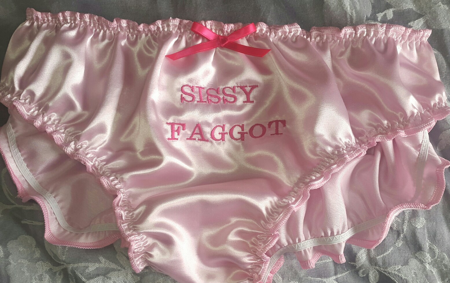 🌸MADE TO ORDER* Personalised EMBROIDERED “SATIN SISSY” Knickers any colour🌸