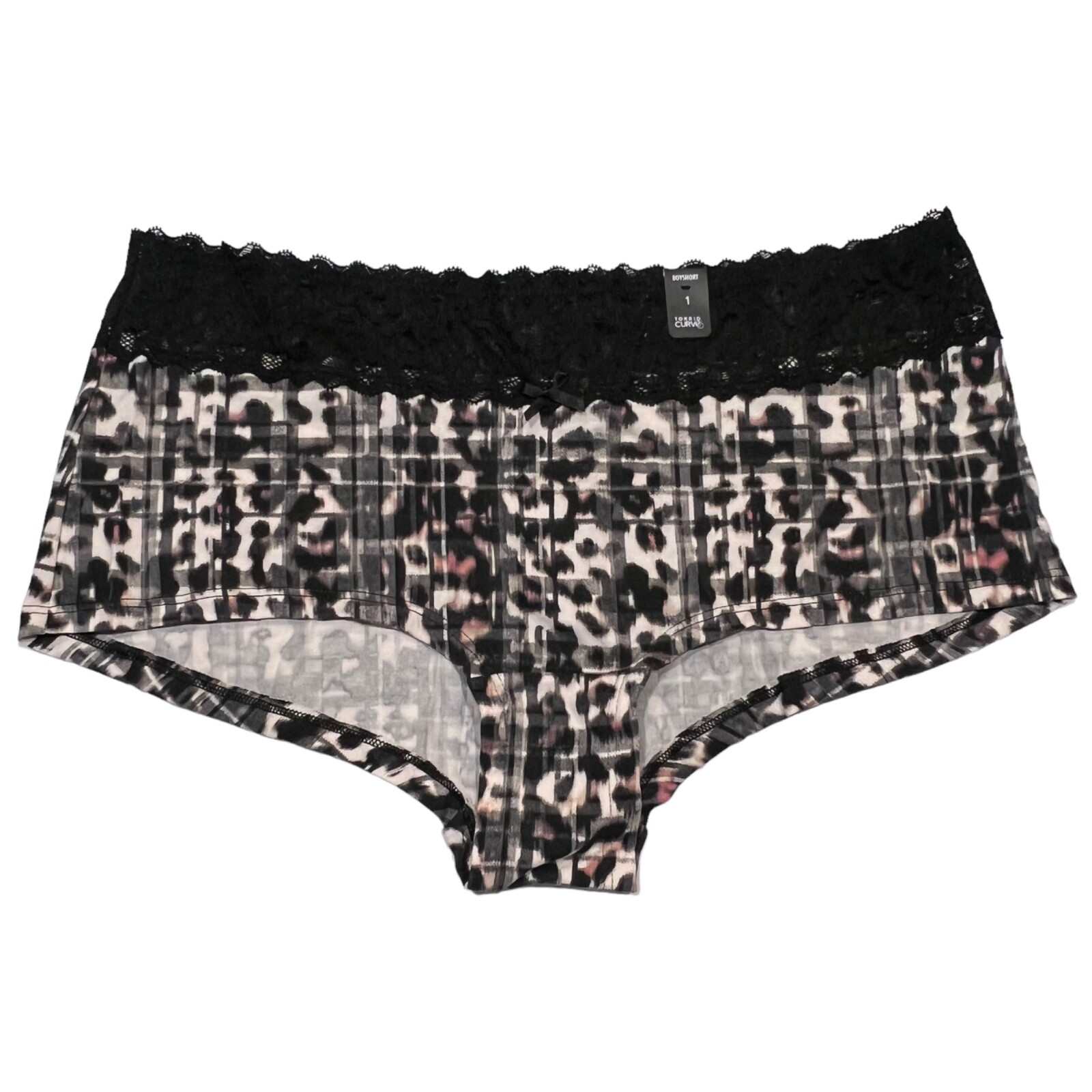 NWT TORRID Boyshort Pantie Sz 0X-1X-2X-3X Black White Pink Lace Jersey