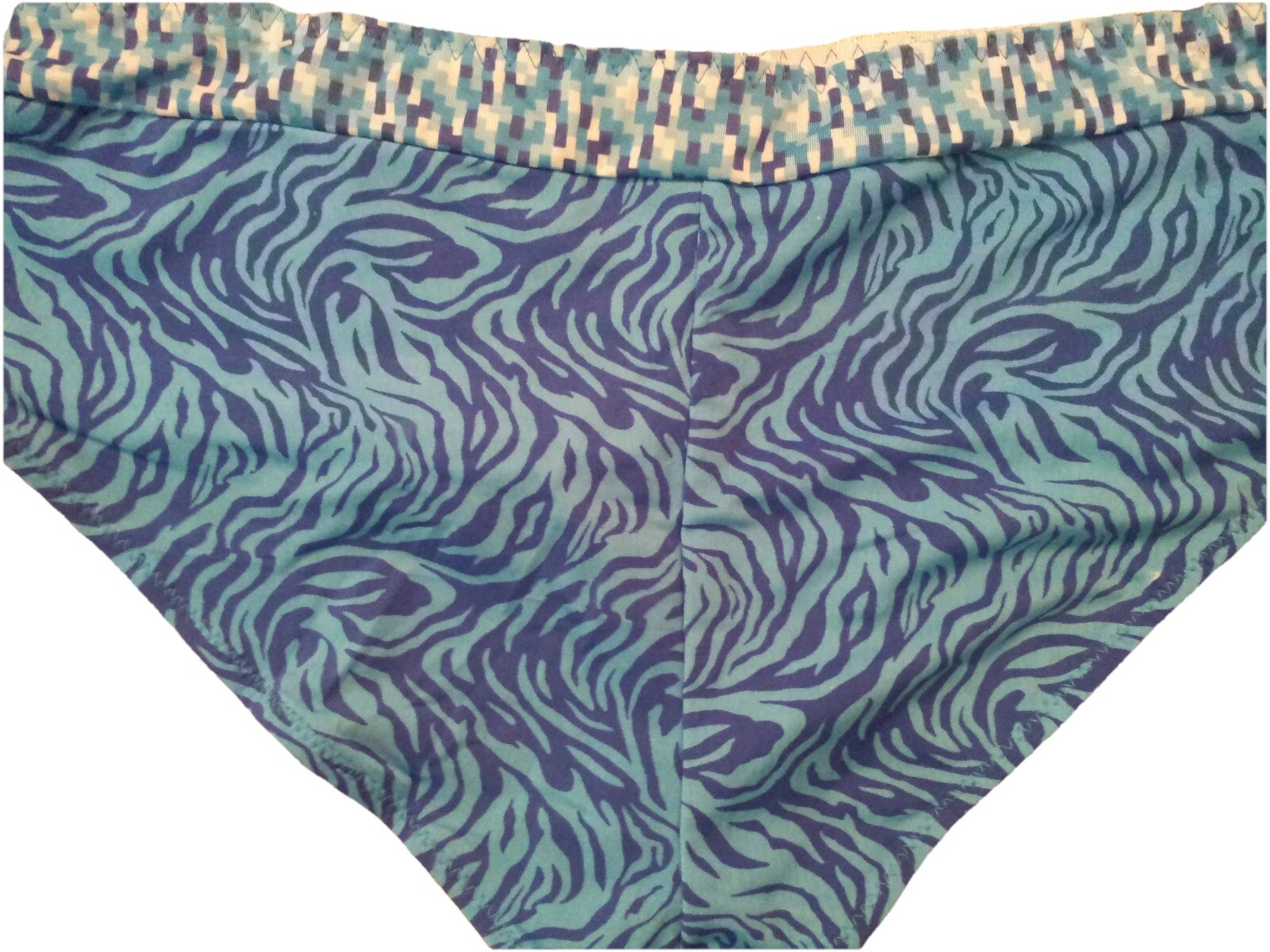 Boyleg Panties Blue Zebra Animal and Geometric Print Size 3X(10)-4X(11) Sexy NWT
