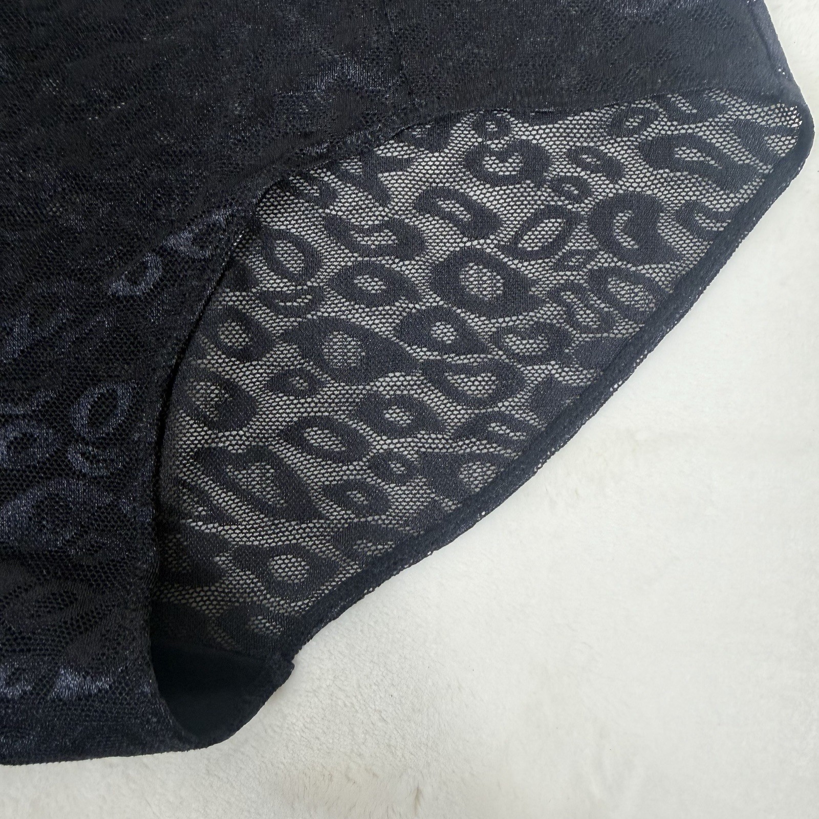 Ruby Ribbon Size Small High Waist Black Lace Brief Style 1782 Sheer