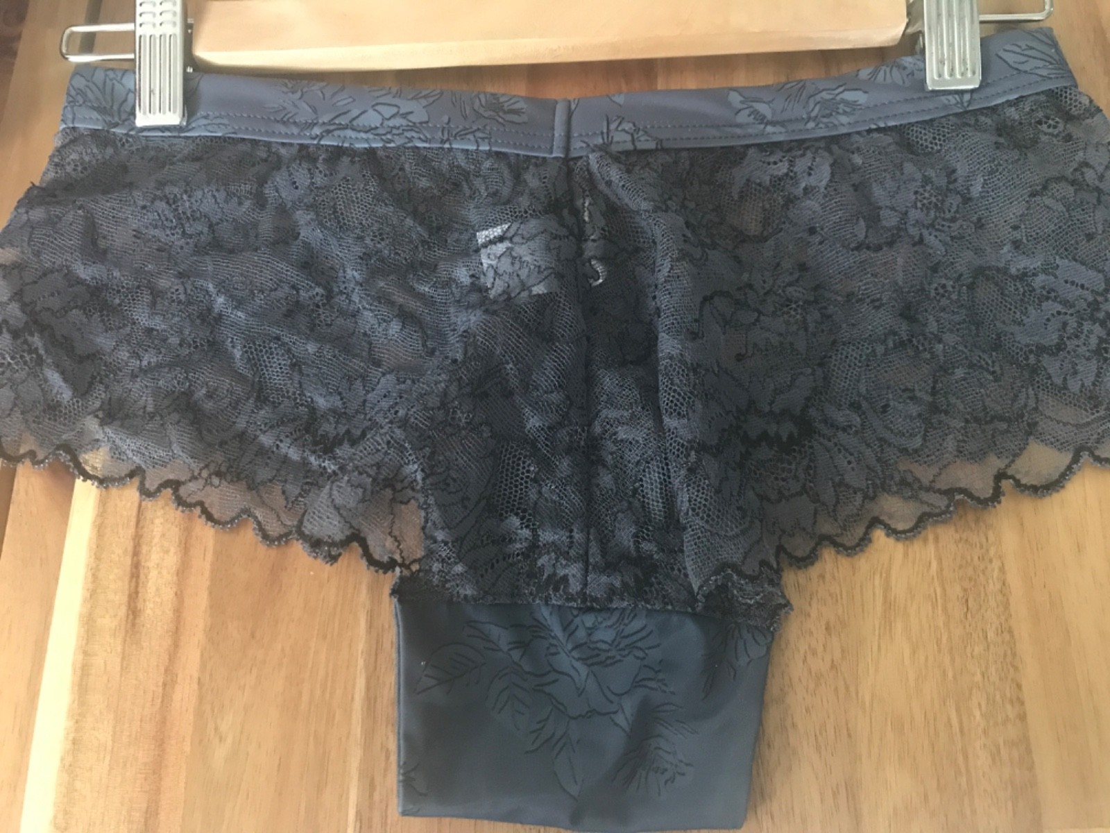 Fantasie Short Brief Floral Lace Knickers 3186 GREY BLACK UK