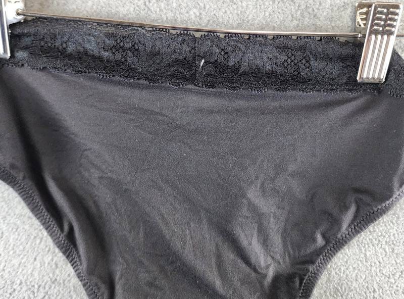 Natori Discreet Bikini Underwear Women XS Black Solid Elastic Waist Pull On
