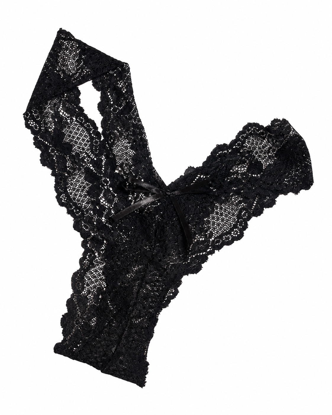 Tanga triangular sin costuras de encaje con lazo de cintura baja Pure Desire