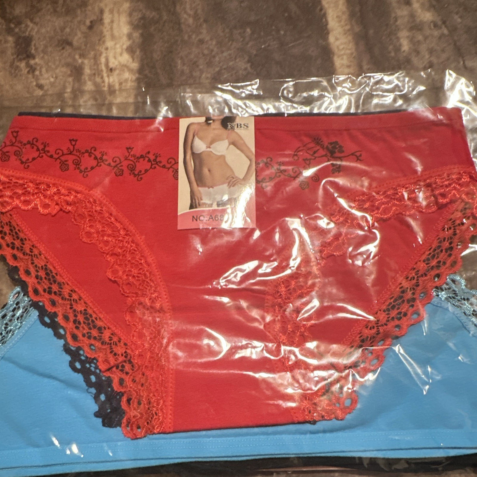 NBS Women’s Lace Trim Floral Brief Panties Pink/Red 5 Pack Size M A6814#