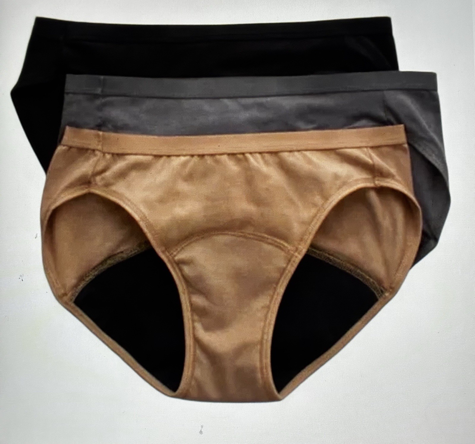 Hanes Women’s Period Bikinis 3-Pack Leak Protection Underwear Panties Size 8/XL