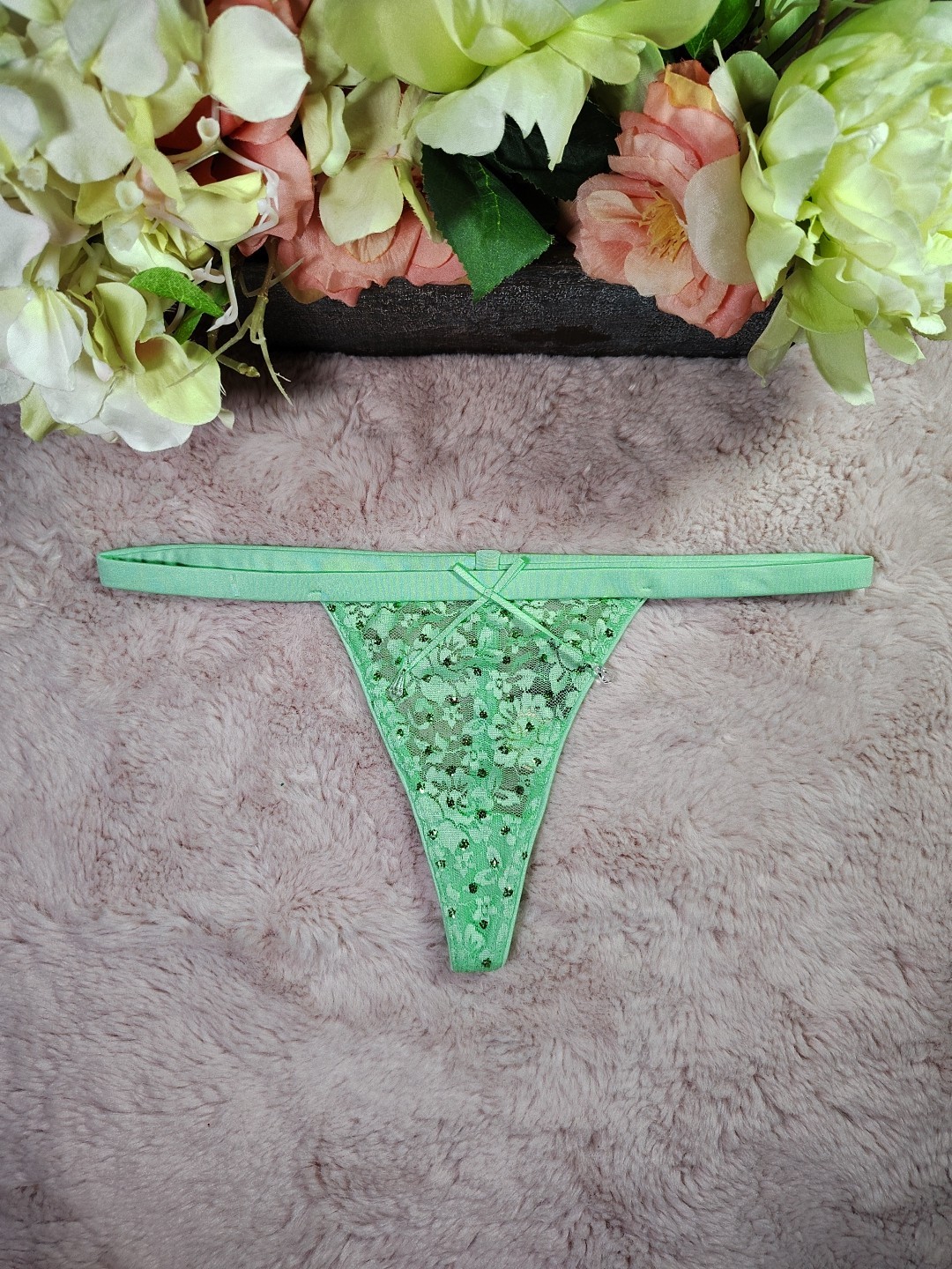 Vintage Victoria’s Secret Sexy Little Things Minimalist Sparkle Lace Thong SML