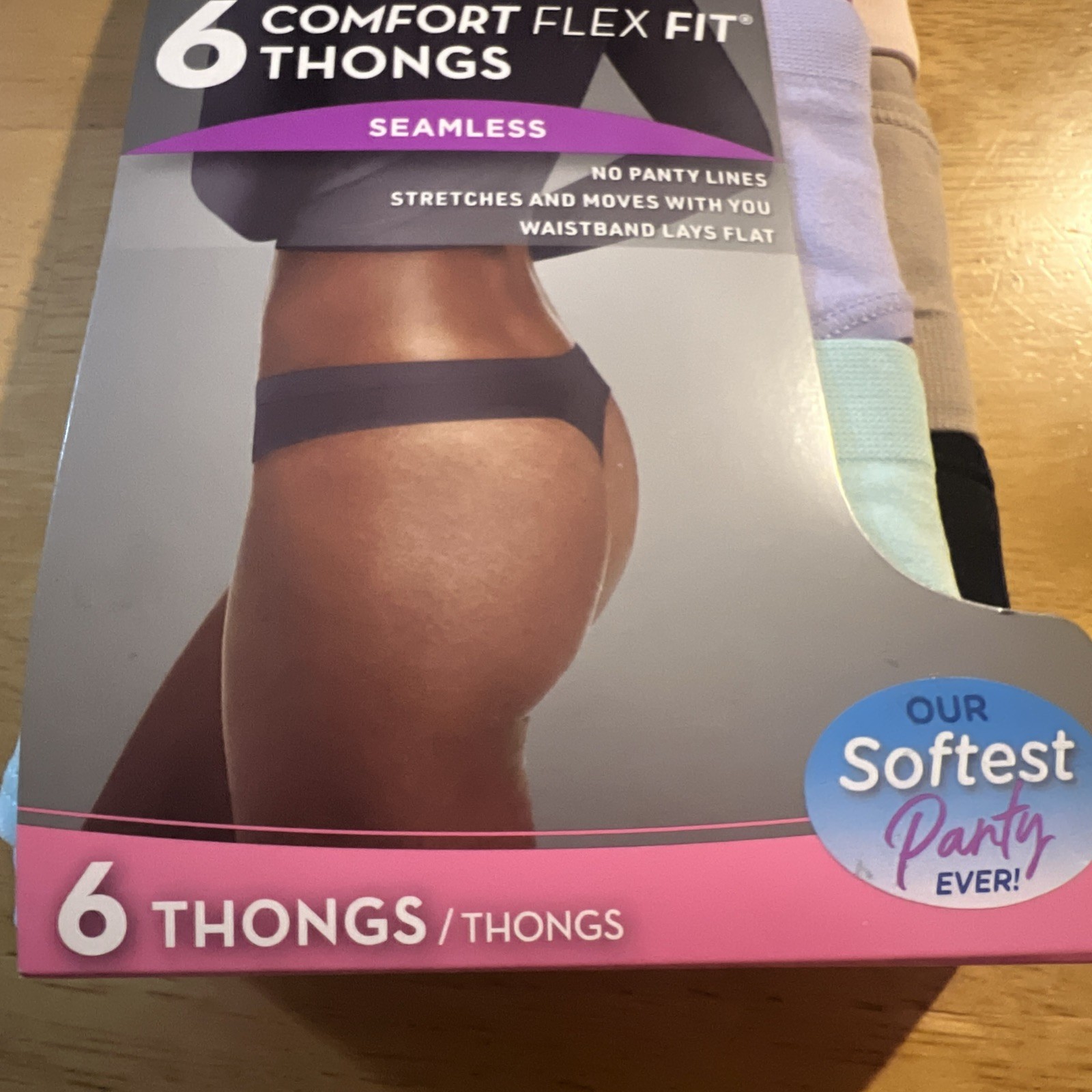 Hanes Comfort Flex Fit Women’s Seamless Thong Underwear Size 2XL (16-18) 6 Pack