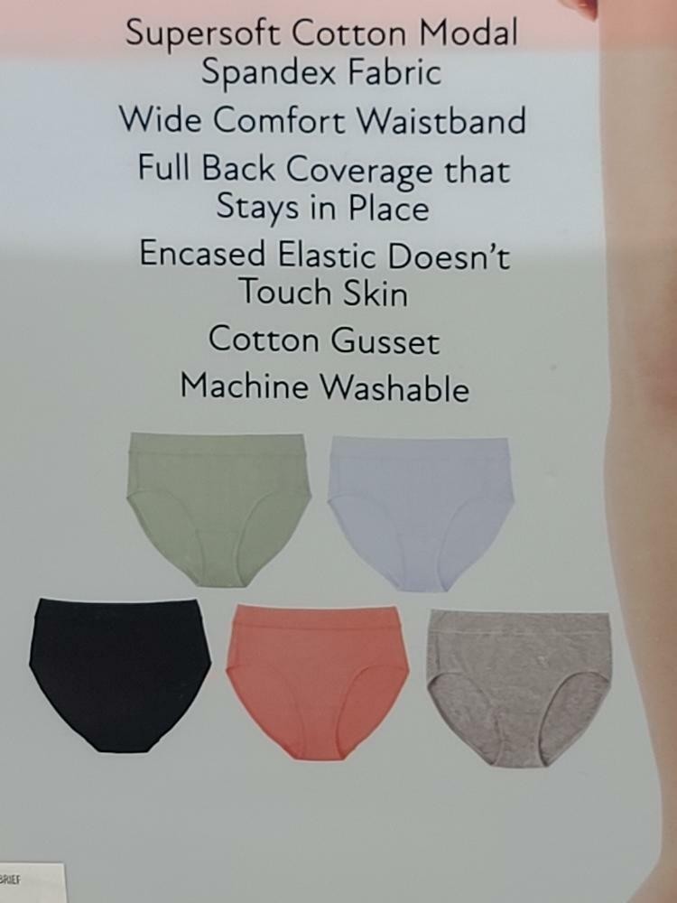 Member’s Mark Women’s 5-Pack Super-Soft Cotton Brief Panties Size XX-Large