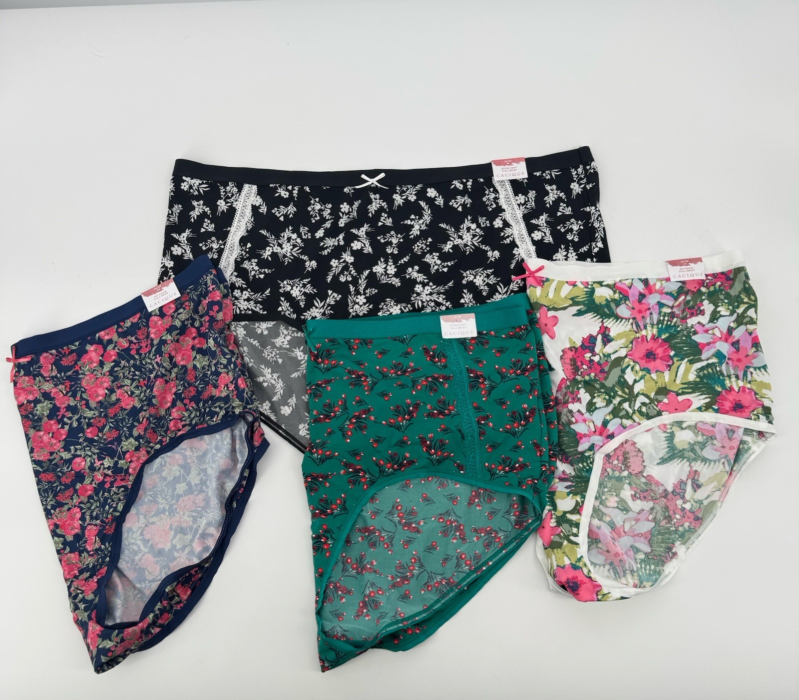 Cacique Lane Bryant Women’s Size 34/36 Pack of 4 Briefs Underwear Panties Floral