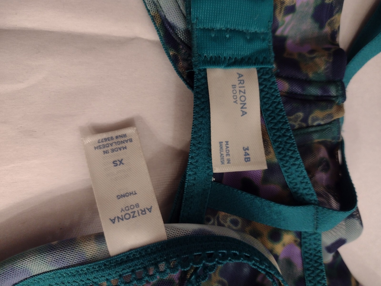 Arizona Body Blue Remy Floral Lingerie Bra & Panty Set 2 Piece