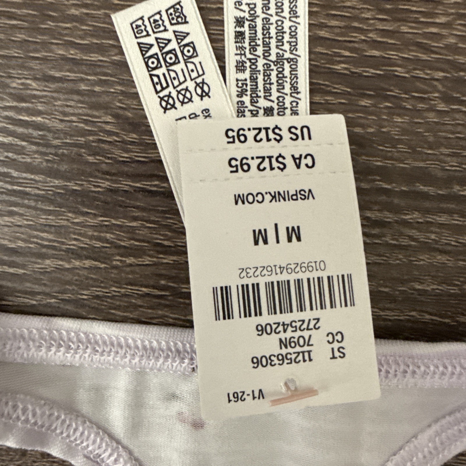 Pink By Victoria’s Secret Medium Lavender Cherries, Extra Low Logo Thong Panties