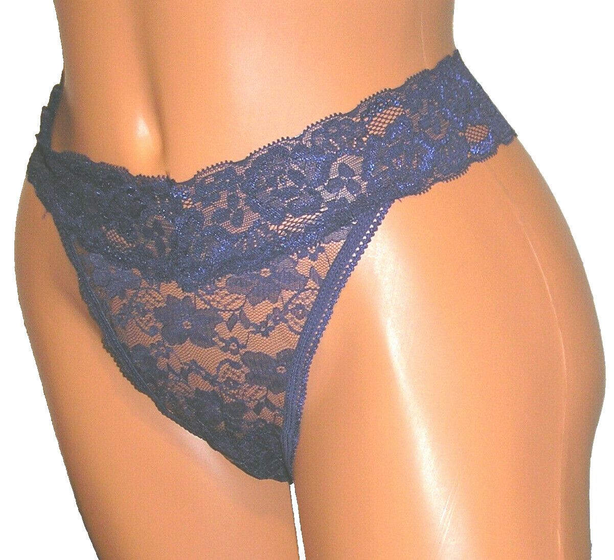 Panties Lingerie Cover Girl Dark Blue Lace Thong XL Adult Gift