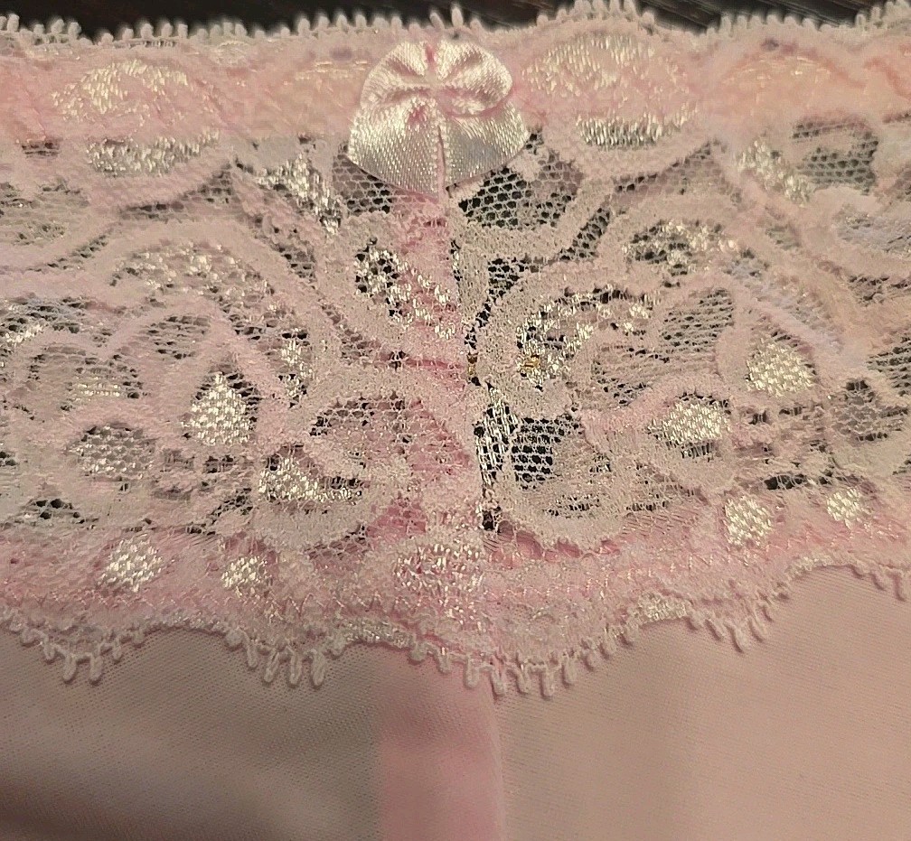 Panty Pink Lace Mesh Baci Lingerie Lace Bikini Size M/L