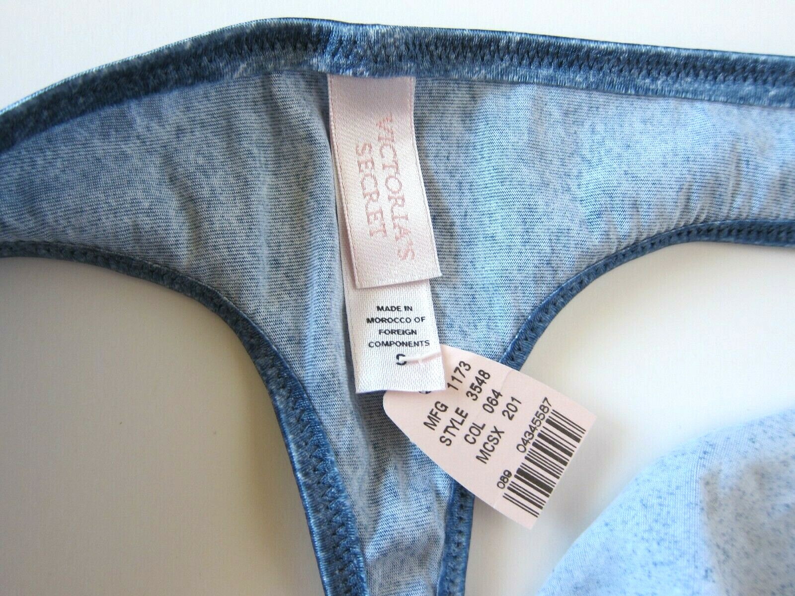 Victoria’s Secret VINTAGE Silky Front Satin Back Thong Panties Bra Set SMALL 34D