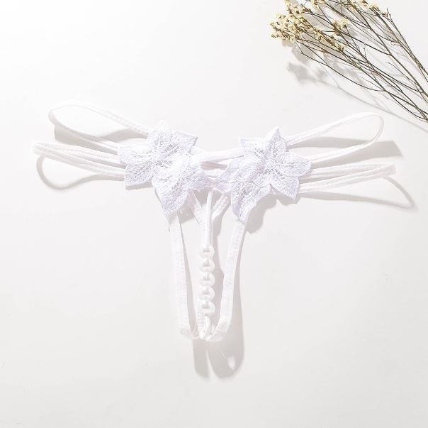 Sexy Women Lace Pearl Thong G-string Panties Lingerie Underwear Crotchles T-back