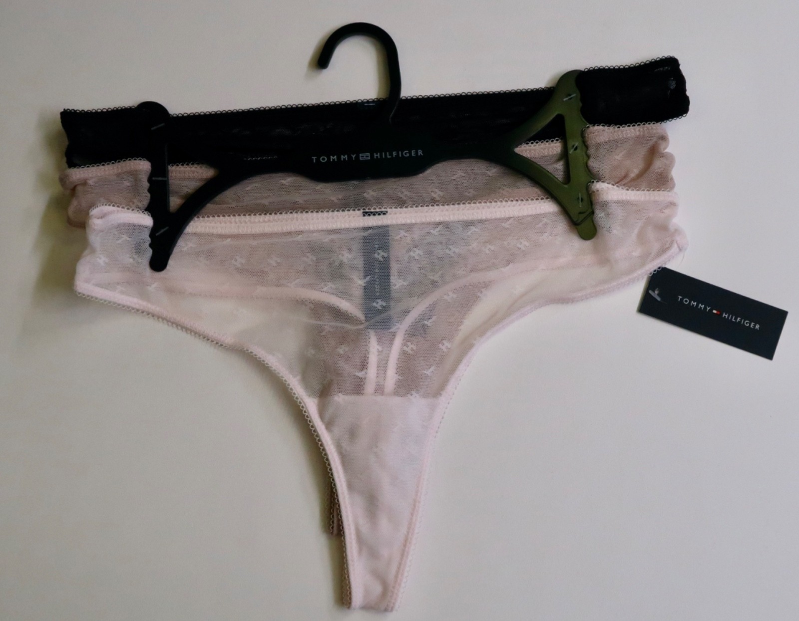 Tommy Hilfiger 3-Pack Sheer Logo Mesh Thong Panties Sz Medium Underwear Women’s