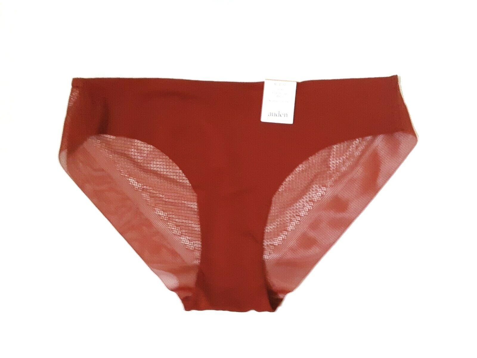 Auden Womens Laser Cut Cheeky Bikini Panties Size M XL Mesh Back Orange Berry