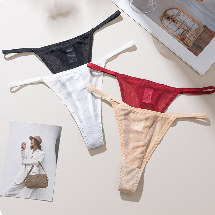 4Pack Lot Sexy Women See Through Sheer Panties Thong G string Underwear Lingerie