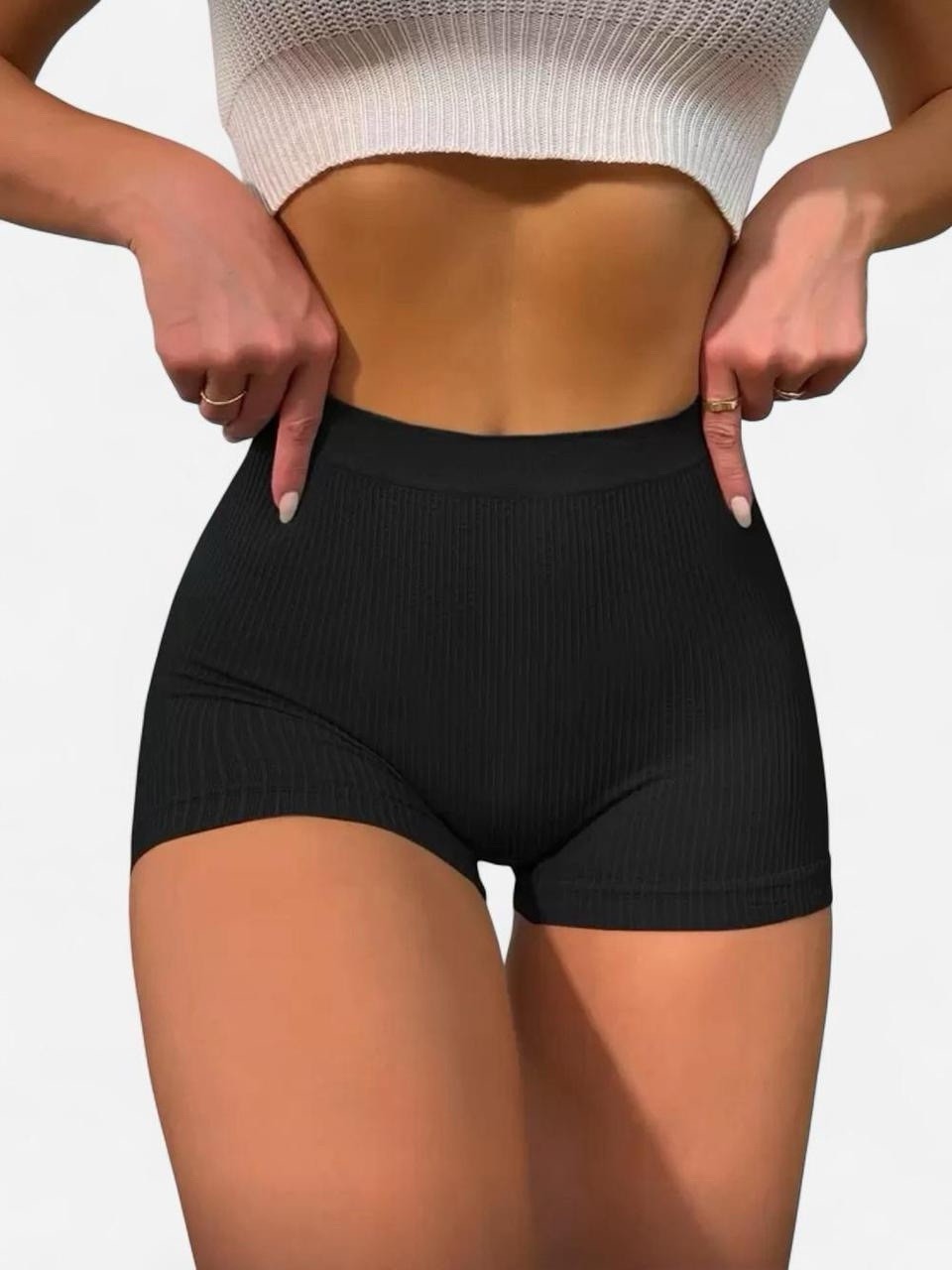 Black Ribbed Boyshorts