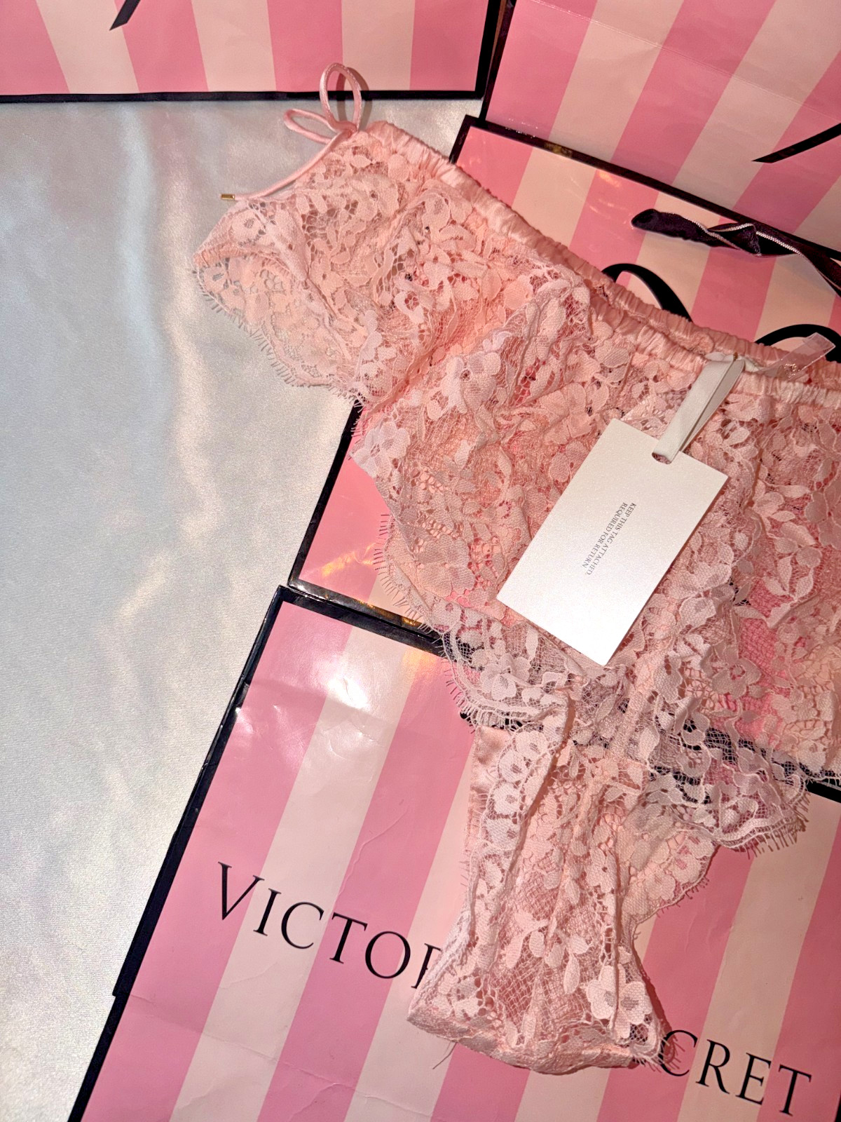 Atelier For Victoria’s Secret Lace High Waist Lace Satin Bows Panty