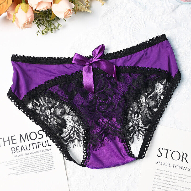 Sexy Womens Crotchles Panties Briefs Lace French Underwear Open Back Intimates