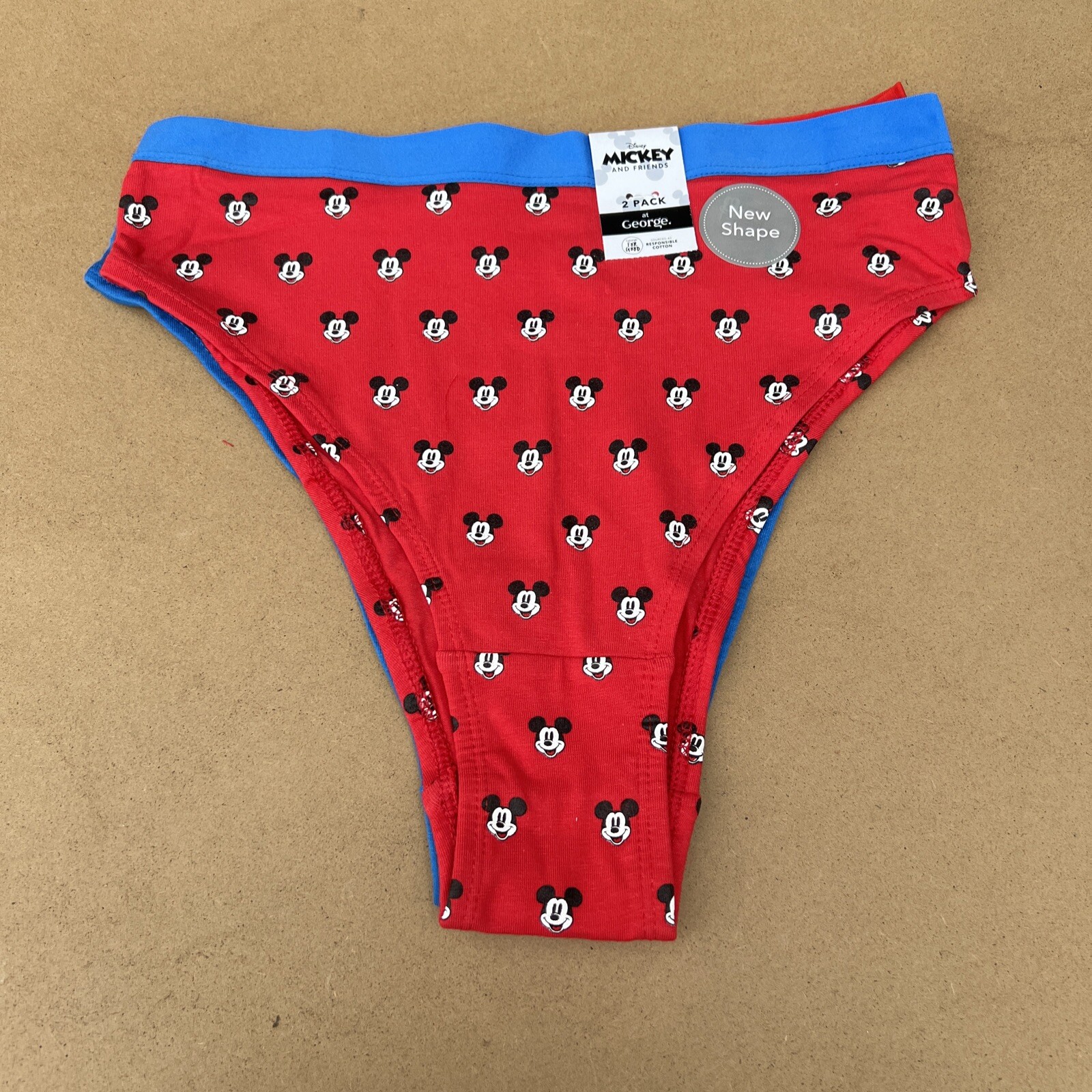 pack 2 Mickey Mouse High Leg knickers panties size 10 BNWT