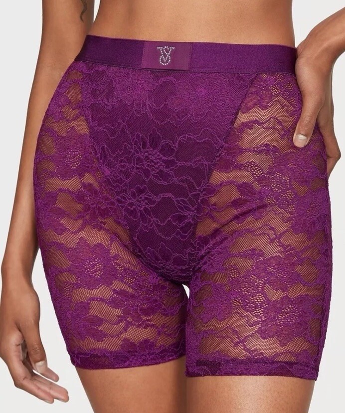Victoria’s Secret VS Monogram Rhinestone Shine Patch Small Lace Boxer Brief New