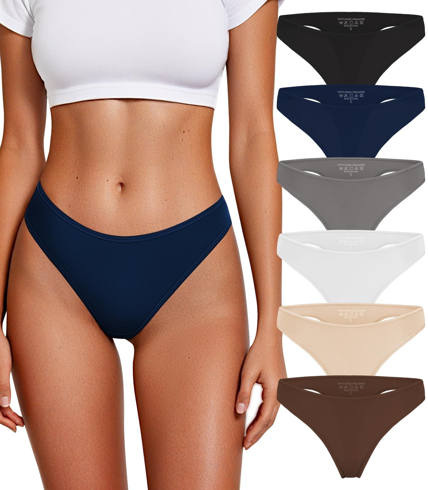 DHFBABY Thongs for Women Small, Black+blue+gray+white+skin Color+brown