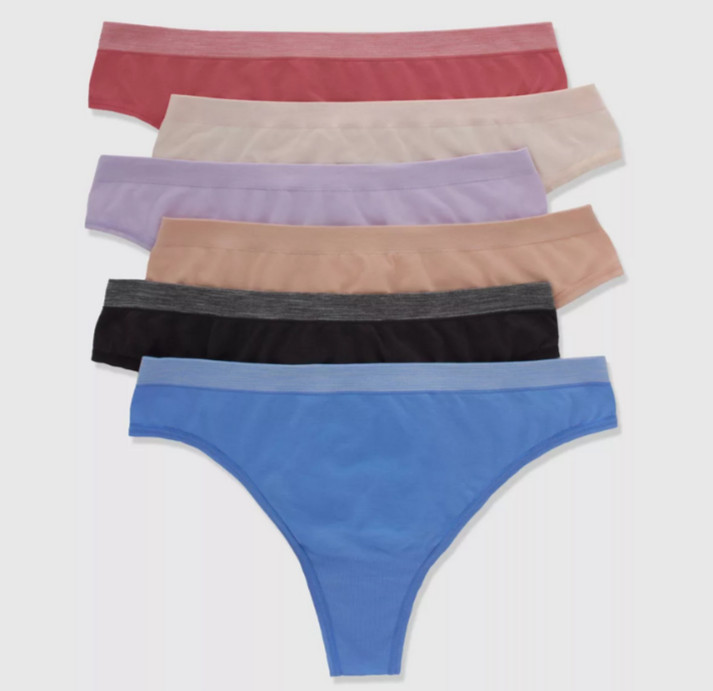 Hanes Women’s Comfort Flex Fit Seamless Thong Underwear 6-Pack, Size 2XL